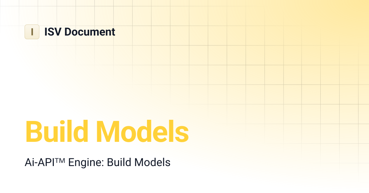 Build Models | ISV Document